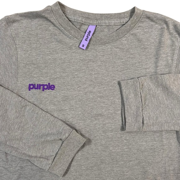 Purple Brand‎ Men's Long Sleeve T Shirt Gray Size Small Logo Spell Out - Picture 1 of 9